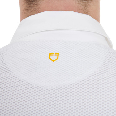 Polo de concurso Masculino de Manga Longa com Botões Equestro Branco / branco