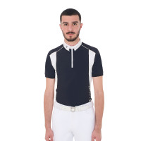 Pólo de competição Masculino de Mangas Curtas com Zíper Equestro Cinza gelado / verde limão Cinzento Pólo de competição Masculino de Mangas Curtas com Zíper Equestro Cinza gelado / verde limão Cinzento