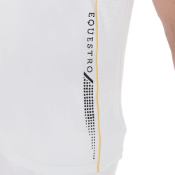 Pólo de competição Masculino de Mangas Curtas com Zíper Equestro Branco / amarelo