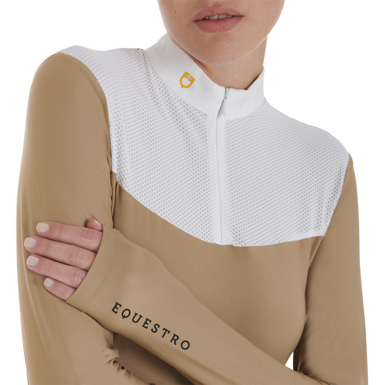 Polo de competição Feminino de Manga Comprida em Tecido Técnico e Mesh Equestro Polo de competição Feminino de Manga Comprida em Tecido Técnico e Mesh Equestro
