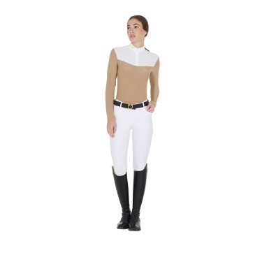 Polo de competição Feminino de Manga Comprida em Tecido Técnico e Mesh Equestro Polo de competição Feminino de Manga Comprida em Tecido Técnico e Mesh Equestro