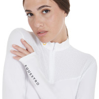 Polo de competição Feminino de Manga Comprida em Tecido Técnico e Mesh Equestro Branco Polo de competição Feminino de Manga Comprida em Tecido Técnico e Mesh Equestro Branco