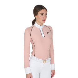 Pólo de competição Feminino de Mangas Compridas com Inserções em Rede Equestro Rosa camafeu Pólo de competição Feminino de Mangas Compridas com Inserções em Rede Equestro Rosa camafeu