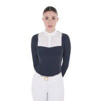 Pólo de competição Feminino de Manga Comprida com Strass Equestro Blazer marinho Azul-marinho Pólo de competição Feminino de Manga Comprida com Strass Equestro Blazer marinho Azul-marinho