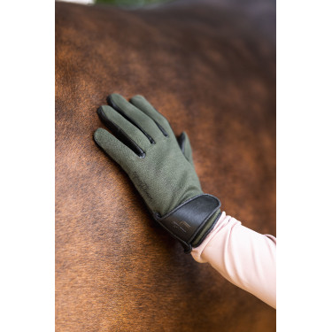 Luvas de equitação para todas as estações Young Rider Perla Horze Kambada / dragão verde escuro Kaki