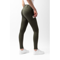 Legging de cintura alta Young Rider Aya para mulher Horze Kambada / dragão verde escuro Kaki Legging de cintura alta Young Rider Aya para mulher Horze Kambada / dragão verde escuro Kaki