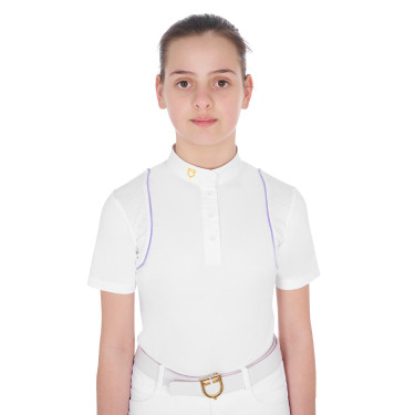 Polo de competição cintado para meninas com botões Equestro