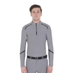 Polo de treino de manga comprida masculino corte ajustado Equestro