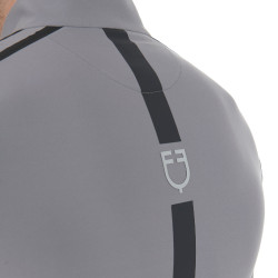 Polo de treino de manga comprida masculino corte ajustado Equestro Cinza gelado Cinzento