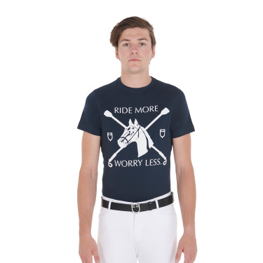 Camiseta masculina corte ajustado estampa equestre Equestro Marinho Azul-marinho