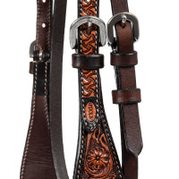 Cabeçada western com decoração floral Pool's Castanho escuro