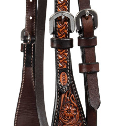 Cabeçada western com decoração floral Pool's Castanho escuro