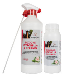 Kit loção citronela & gerânio 1L + shampoo citronela 500ml Umbria Equitazione Kit loção citronela & gerânio 1L + shampoo citronela 500ml Umbria Equitazione