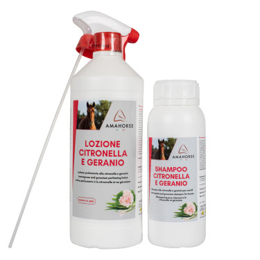 Kit loção citronela & gerânio 1L + shampoo citronela 500ml Umbria Equitazione Kit loção citronela & gerânio 1L + shampoo citronela 500ml Umbria Equitazione