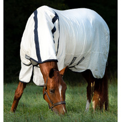 Capa anti-moscas Rambo Natura Summer 0g com cobre-pescoço Horseware Branco / marinho Capa anti-moscas Rambo Natura Summer 0g com cobre-pescoço Horseware Branco / marinho