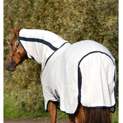 Capa anti-moscas Rambo Natura Summer 0g com cobre-pescoço Horseware Branco / marinho Capa anti-moscas Rambo Natura Summer 0g com cobre-pescoço Horseware Branco / marinho