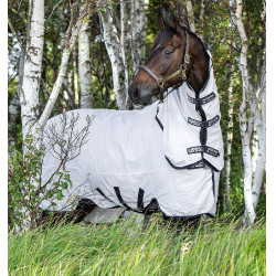 Capa anti-moscas Rambo Natura Summer 0g com cobre-pescoço Horseware Branco / marinho Capa anti-moscas Rambo Natura Summer 0g com cobre-pescoço Horseware Branco / marinho