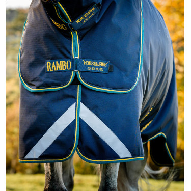 Capa Horseware Rambo Duo Force 2.0 100 g com liners de 100 e 300 g Azul-marinho / azul-petróleo Capa Horseware Rambo Duo Force 2.0 100 g com liners de 100 e 300 g Azul-marinho / azul-petróleo