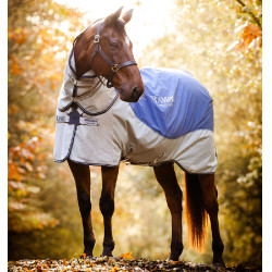 Capa de exterior Horseware Rambo® Autumn Series com fecho de disco exterior 0g e forro de 100g Marinho / cinza Azul