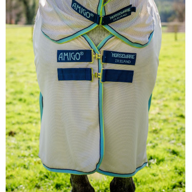 Capa anti-moscas Horseware Amigo Bug Buster Giz branco / marinho / neblina Capa anti-moscas Horseware Amigo Bug Buster Giz branco / marinho / neblina