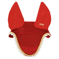 Touca para cavalos Derby em algodão Vermelho / dourado / branco