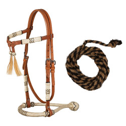 Bridão bosal com rédeas de crina de cavalo Pool's