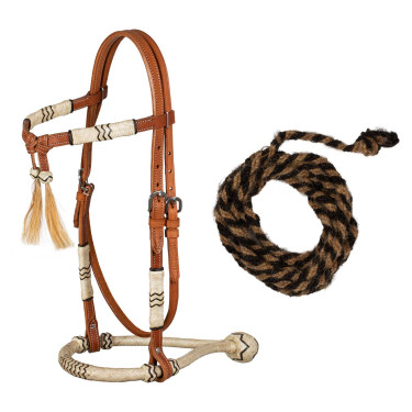 Bridão bosal com rédeas de crina de cavalo Pool's