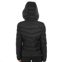 Casaco acolchoado feminino corte slim com capuz removível Equestro Preto