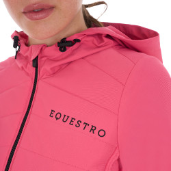Casaco acolchoado feminino em mistura técnica Equestro Madressilva Rosa