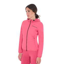 Casaco acolchoado feminino em mistura técnica Equestro Madressilva Rosa