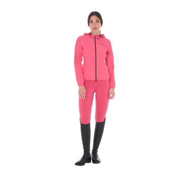 Casaco acolchoado feminino em mistura técnica Equestro Madressilva Rosa