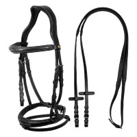 Filete de couro macio costurado Equestro Preto