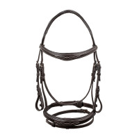 Filete de couro macio costurado Equestro Castanho escuro