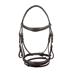 Filete de couro macio costurado Equestro Castanho escuro Filete de couro macio costurado Equestro Castanho escuro