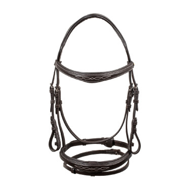 Filete de couro macio costurado Equestro Castanho escuro Filete de couro macio costurado Equestro Castanho escuro