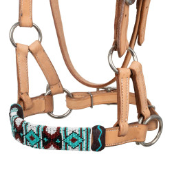 Bridão sem embocadura com cabeçada decorada com contas coloridas Pool's Natural Castanho