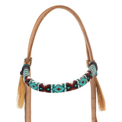 Bridão sem embocadura com cabeçada decorada com contas coloridas Pool's Natural Castanho
