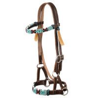 Bridão sem embocadura com cabeçada decorada com contas coloridas Pool's Natural Castanho
