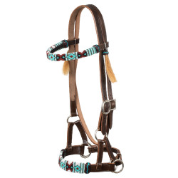 Bridão sem embocadura com cabeçada decorada com contas coloridas Pool's Castanho escuro Bridão sem embocadura com cabeçada decorada com contas coloridas Pool's Castanho escuro