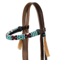 Bridão sem embocadura com cabeçada decorada com contas coloridas Pool's Castanho escuro Bridão sem embocadura com cabeçada decorada com contas coloridas Pool's Castanho escuro