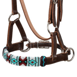 Bridão sem embocadura com cabeçada decorada com contas coloridas Pool's Castanho escuro Bridão sem embocadura com cabeçada decorada com contas coloridas Pool's Castanho escuro