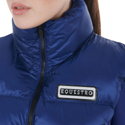 Colete curto com zíper feminino Equestro Azul sodalita