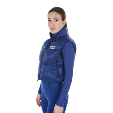 Colete curto com zíper feminino Equestro Azul sodalita