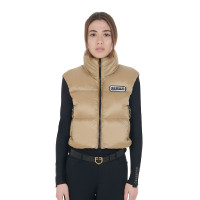 Colete curto com zíper feminino Equestro Incenso Bege