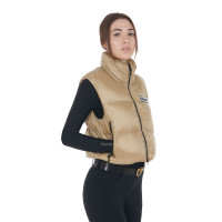 Colete curto com zíper feminino Equestro Incenso Bege