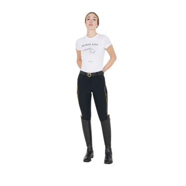 Calça de equitação feminina corte slim com grip nos joelhos Equestro Calça de equitação feminina corte slim com grip nos joelhos Equestro