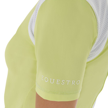Polo de treino feminino corte slim com painéis em mesh Equestro Polo de treino feminino corte slim com painéis em mesh Equestro