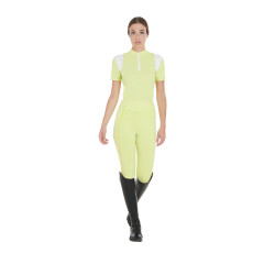 Polo de treino feminino corte slim com painéis em mesh Equestro Limão Amarelo Polo de treino feminino corte slim com painéis em mesh Equestro Limão Amarelo