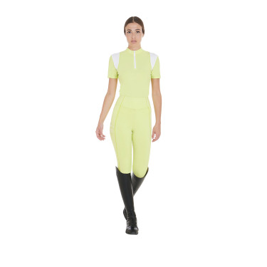 Polo de treino feminino corte slim com painéis em mesh Equestro Polo de treino feminino corte slim com painéis em mesh Equestro