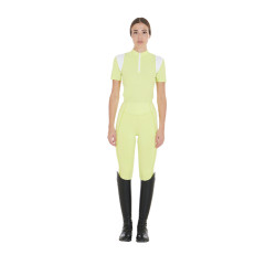 Polo de treino feminino corte slim com painéis em mesh Equestro Limão Amarelo Polo de treino feminino corte slim com painéis em mesh Equestro Limão Amarelo